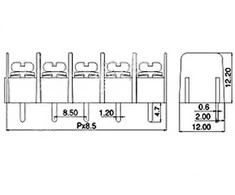Oem Gnybtų gnybtų jungtis, 4 kontaktų MG/KF8500, skirta PCB – 8.5 mm žingsnis
