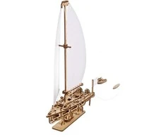 Ugearsmodels Graži vandenyno jachta su baltomis burėmis - mechaninis surinkimo modelis - fanera - 95 elementai - Ugears