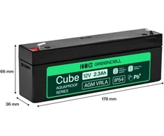 Green Cell Žalias Cell Greencell AGM VRLA 12 V 2.5 Ah nereikalaujanti priežiūros baterija kasos aparatams, žaislams, fotoaparatams (178 x 36 x 66 mm)