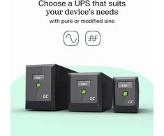 Green Cell Žalias Cell Nepertraukiamo maitinimo šaltinis (UPS) Greencell 1000VA 700W PowerProof su LCD ekranu