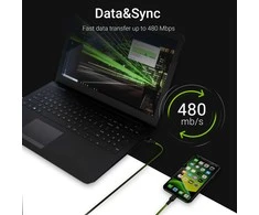 Green Cell Žalias Cell GREENCELL KABGC05 Kabelis Žalias Cell Ray USB-A - Lightning Baltas LED 120cm su Apple palaikymu