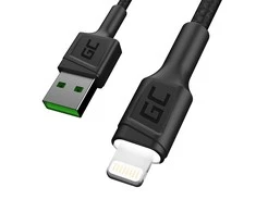 Green Cell Žalias Cell Cable Žalias Cell Ray USB-A - Lightning Baltas LED 200cm su Apple 2.4A greito įkrovimo palaikymu