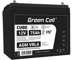 Green Cell Žalias Cell Žalias Cell CUBE AGM IP54 12V 75Ah VRLA Baterija Gel gilaus ciklo maitinimo kėdutė fotovoltinė laisvalaikio baterija kemperis