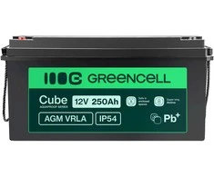 Green Cell Žalias Cell Žalias Cell Cube AGM VRLA IP54 12 V 250 Ah nereikalaujantis priežiūros akumuliatorius kemperiams, fotovoltinėms sistemoms, saulės baterijoms, valtims