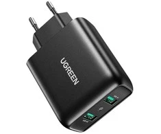 Greitas įkroviklis UGREEN, 2xUSB-A, 18W, PD 3.0 EU (juodas)