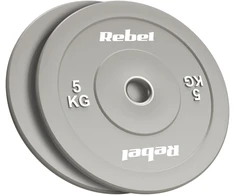 >>>Olimpiniai gumuoti BUMPER svareliai, BEAST serijos, 2 x 5kg rinkinys, skylės skersmuo 51 mm, REBEL ACTIVE
