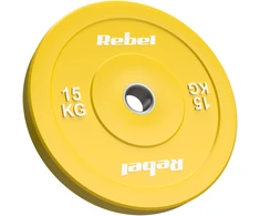 >>>Olimpiniai gumuoti BUMPER svareliai, BEAST serijos, 2 x 15 kg rinkinys, skylės skersmuo 51 mm, REBEL ACTIVE