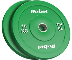 >>>Olimpiniai gumuoti BUMPER svareliai, BEAST serijos, 2 x 10 kg rinkinys, skylės skersmuo 51 mm, REBEL ACTIVE