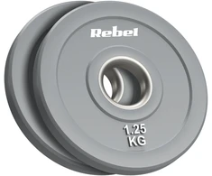 >>>Olimpiniai gumuoti BUMPER svareliai, BEAST serijos, 2 x 1.25 kg rinkinys, skylės skersmuo 51 mm, REBEL ACTIVE