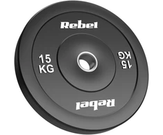Olimpiniai gumuoti svarmenys BUMPER rinkinys 2x15kg, skylės skersmuo 51 mm, REBEL ACTIVE
