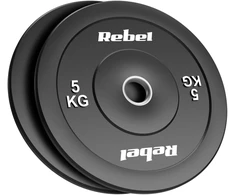 Olimpiniai gumuoti svarmenys BUMPER rinkinys 2x5kg, skylės skersmuo 51 mm, REBEL ACTIVE