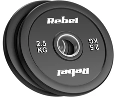 Olimpiniai gumuoti svarmenys BUMPER rinkinys 2x2.5kg, skylės skersmuo 51 mm, REBEL ACTIVE