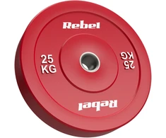 >>>Olimpinis gumuotas BUMPER svorio diskas, BEAST serijos, 25 kg, skylės skersmuo 51 mm, REBEL ACTIVE