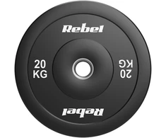 Olimpinis gumuotas svorio diskas BUMPER 20 kg, skylės skersmuo 51 mm, REBEL ACTIVE