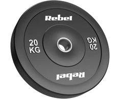 Olimpinis gumuotas svorio diskas BUMPER 20 kg, skylės skersmuo 51 mm, REBEL ACTIVE