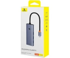 Hub 7in1 Baseus UltraJoy, USB-C – HDMI, 3xUSB 3.0, PD, SD/TF (pilka)