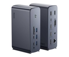 Hub Baseus UnionJoy 17 prievadų (USB-C iki HDMI4K@60Hz*2+DP4K@60Hz*1+USB3.0*3+USB-C3.0*2+USB2.0*2+PD*1+PC*1 + RJ45*1+SD/TF*1+3,5mm*1+DC*1）