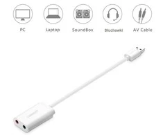 Išorinis USB garso adapteris UGREEN 15 cm - Baltas