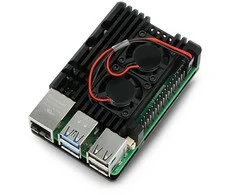 justPi dėklas Raspberry Pi 5 su dviem ventiliatoriais - aliuminis - juodas
