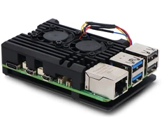 Justpi Raspberry Pi 5 korpusas su dviem ventiliatoriais - aliuminis - juodas