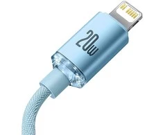 Kabelis USB-C do iP Baseus Crystal Shine, 20 W, 1.2 m (mėlyna)