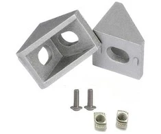 Grąžtas Oem Kampinis laikiklis 20x20mm M4 aliuminio profiliams 2020 - TSLOT, T-NUT, TNUT - 2x varžtai ir veržlės