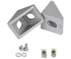 Grąžtas Oem Kampinis laikiklis 20x20mm M4 aliuminio profiliams 2020 - TSLOT, T-NUT, TNUT - 2x varžtai ir veržlės