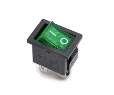 Oem KCD1-4 klavišinis jungiklis - žalias - 15x21mm - ON/OFF jungiklis 250V - 4 kontaktų