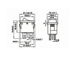 Oem KCD1-4 klavišinis jungiklis - žalias - 15x21mm - ON/OFF jungiklis 250V - 4 kontaktų