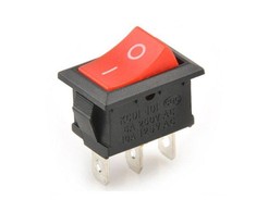 Oem KCD1 klavišinis jungiklis - raudonas matinis - 21x15mm - ON/OFF jungiklis 230V - 3 kontaktų
