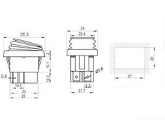 Oem KCD4-R raktinis jungiklis – 16A/250V – Dvigubas – ĮJUNGTA/IŠJUNGTA – IP65 – Raudona