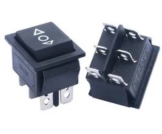 Oem KCD4 raktinis jungiklis – momentinis – 15A/250V – dvigubas – (ON)-OFF-(ON) – juodas