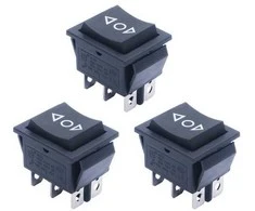 Oem KCD4 raktinis jungiklis – momentinis – 15A/250V – dvigubas – (ON)-OFF-(ON) – juodas