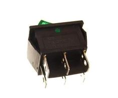 Oem KCD7 klavišinis jungiklis - žalias - ON/OFF jungiklis - 230V - 6 kontaktų