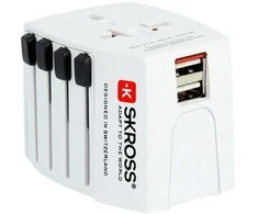 Kelioninis tinklo adapteris 230V 2.5A, 2x USB MUV kištukai AU/CN/UK/US/IT - lizdai EU/AU/UK/US (be įžeminimo) SKROSS
