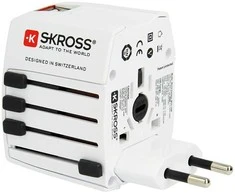 Kelioninis tinklo adapteris 230V 2.5A, 2x USB MUV kištukai AU/CN/UK/US/IT - lizdai EU/AU/UK/US (be įžeminimo) SKROSS