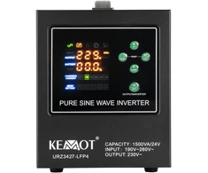 KEMOT PROsinus-1500/24-LFP4 avarinio maitinimo šaltinis, grynos sinusinės bangos keitiklis su įkrovimo funkcija 24V 230V 1500VA/1050W