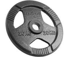 Ketaus olimpinis svarmuo 20 kg, 51 mm skylė, plokštelė su rankenomis, REBEL ACTIVE