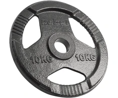 Ketaus olimpinių svarmenų rinkinys 2 x 10 kg, 51 mm skylė, plokštė su rankenomis, REBEL ACTIVE