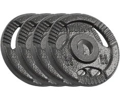 Ketaus olimpinių svarmenų rinkinys 4 x 2.5kg, 51 mm skylė, plokštelė su rankenomis, REBEL ACTIVE