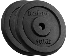 Ketaus svarelių rinkinys 2x10kg, skylė 31mm, klasikinė plokštė, REBEL ACTIVE