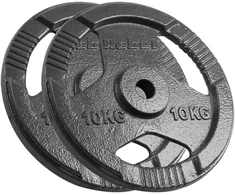 Ketaus svarelių rinkinys 2x10kg, skylė 31mm, plokštė su rankenomis, REBEL ACTIVE