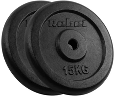 Ketaus svarelių rinkinys 2x15kg, skylė 31mm, klasikinė plokštelė, REBEL ACTIVE