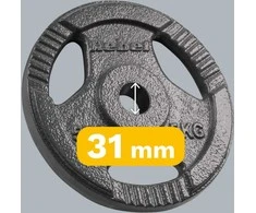 Ketaus svarelių rinkinys 4x5kg, skylė 31mm, plokštė su rankenomis, REBEL ACTIVE