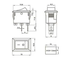 Oem Klavišinis jungiklis su fiksatoriumi KCD11 - baltas - 15x10mm - ON/OFF jungiklis 230V - 2 kontaktų