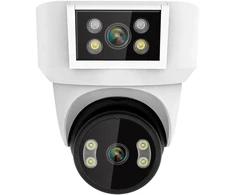 Kruger &amp; Matz Connect C180 lauko WiFi kamera su 2 PTZ objektyvais, 360° 2K vaizdo stebėjimo sistema, Tuya Smart Life, spalvota nakties vaizdo stebėjimo sistema, garsas, dirbtinis intelektas