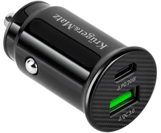Kruger &amp; Matz dvigubas USB 3100 mA automobilinis įkroviklis su Quick Charge 3.0 ir maitinimo tiekimu