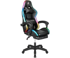 Kruger &amp; Matz GX-150 žaidimų kėdė, juoda, LED, 7 taškų masažas