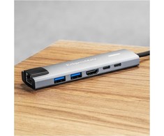 Kruger &amp; Matz Šakotuvas HUB USB C HDMI 2x USB3.0 2x USB C RJ45