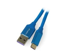 LANBERG CA-USBO-21CU-0010-BL Premium laidas USB-C M A M 2.0 1M Mėlyna Super Charge